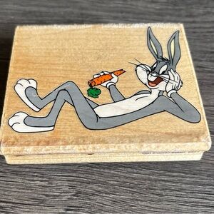 Vintage Bugs Bunny Rubber Stamp Looney Tunes Wood Mount